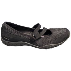 Skechers‎ Breathe Easy Mary Jane Shoes Womens Size 8 Black Round Toe Slip On